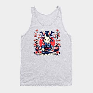 Japanese Samurai Rabbit Tattoo, Kawaii Ninja Rabbit Tank Top